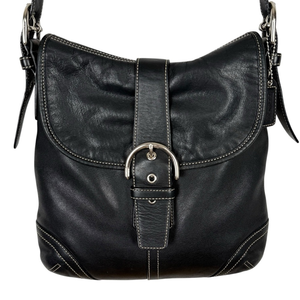Vintage Coach Y2K 2004 Soho Black Leather Buckle Flap Shoulder Bag – Style 9480 - Picture 3 of 16